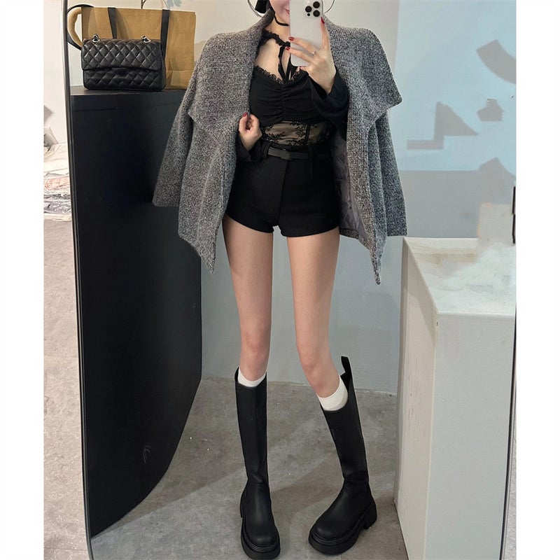 Short person spring and autumn new style slim fit slimming legs long shorts slightly chubby mm straight casual pants women's hip hot pants - Image 1