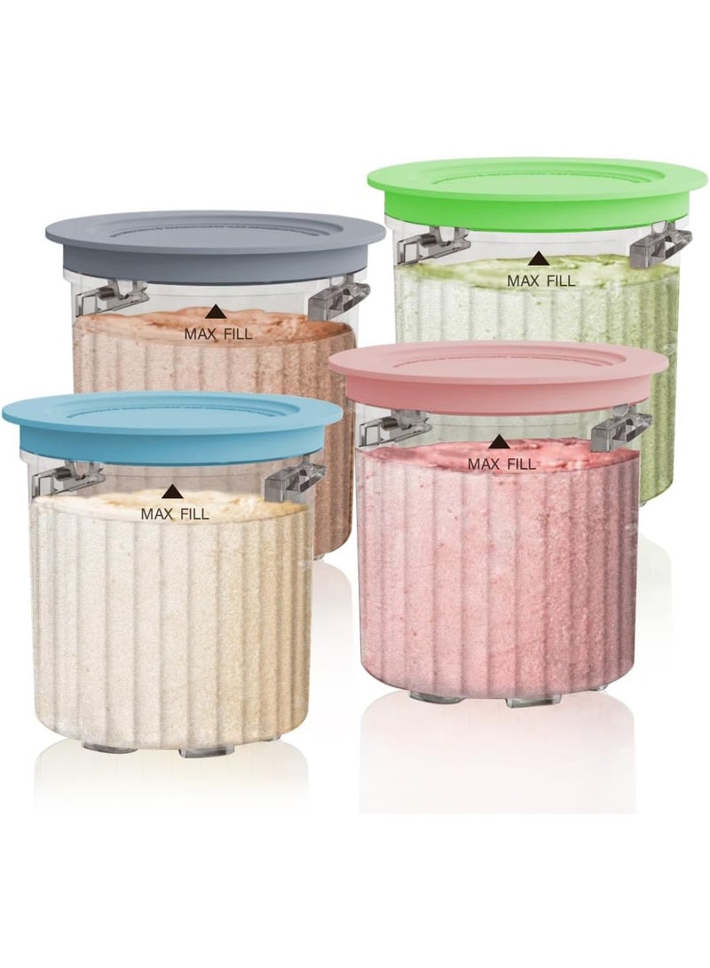 كيلا عبوات وأغطية باينت بديلة متوافقة مع ماكينات صنع الآيس كريم Ninja Creami Breeze NC100/NC200 Series، أكواب باينت بديلة سعة 16 أونصة لـ NC101 NC201 NC201Q NC205A، عبوة من 4 قطع، خالية من مادة BPA، شفافة - Image 1