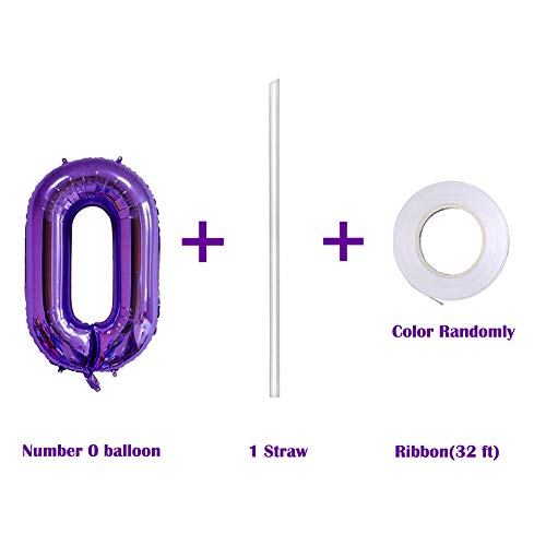 MoMo Balloon 40 Inch Jumbo Purple Number 0 Balloon Giant Balloons Prom Balloons Helium Foil Mylar Huge Number Balloons for Birthday Party Decorations/Wedding/Anniversary - Image 3