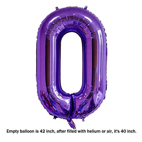 MoMo Balloon 40 Inch Jumbo Purple Number 0 Balloon Giant Balloons Prom Balloons Helium Foil Mylar Huge Number Balloons for Birthday Party Decorations/Wedding/Anniversary - Image 2