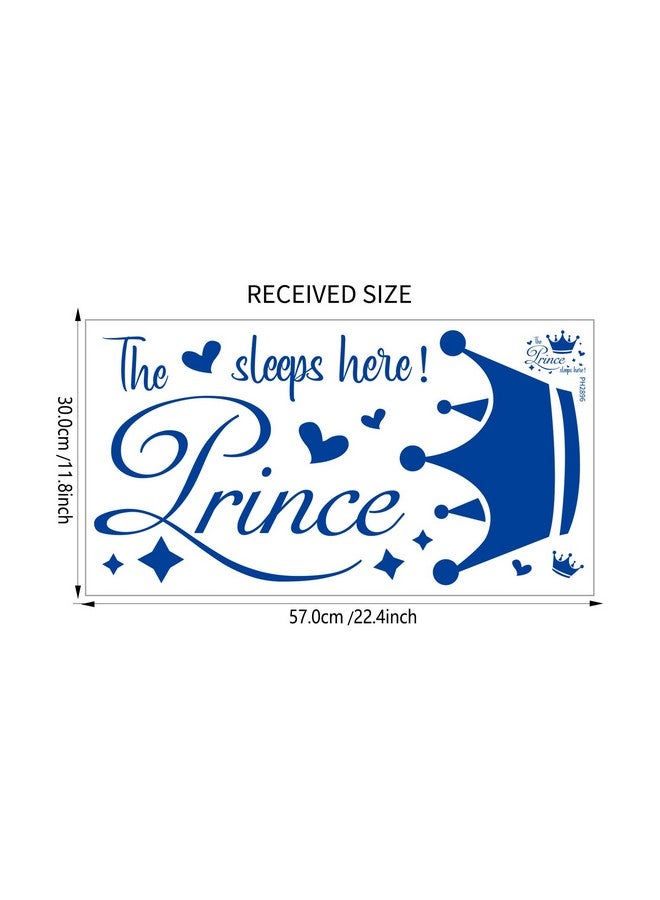 ADECNS Prince Sleep Here Wall Sticker Little Crown Star Quotes Blue Inspirational Wall Decals Peel and Stick Decals for Bedroom Nursery Playroom Daycare School Classroom Decor - Image 2