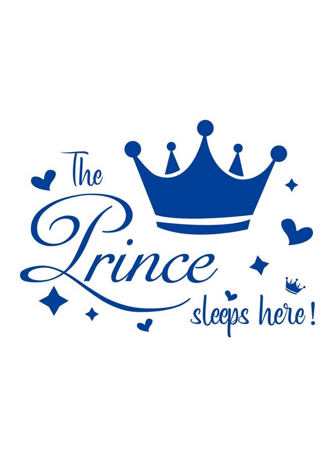 ADECNS Prince Sleep Here Wall Sticker Little Crown Star Quotes Blue Inspirational Wall Decals Peel and Stick Decals for Bedroom Nursery Playroom Daycare School Classroom Decor - Image 1