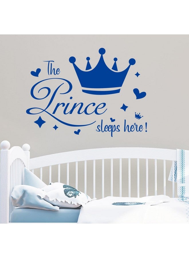 ADECNS Prince Sleep Here Wall Sticker Little Crown Star Quotes Blue Inspirational Wall Decals Peel and Stick Decals for Bedroom Nursery Playroom Daycare School Classroom Decor - Image 3