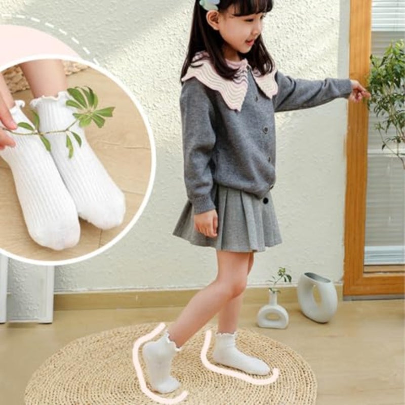 6 Pair] 1-6Year Toddler Non Slip Socks for Little Girls - Anti Skid Grips, Soft Breathable Cotton, Baby Toddler Girl Socks - Image 2