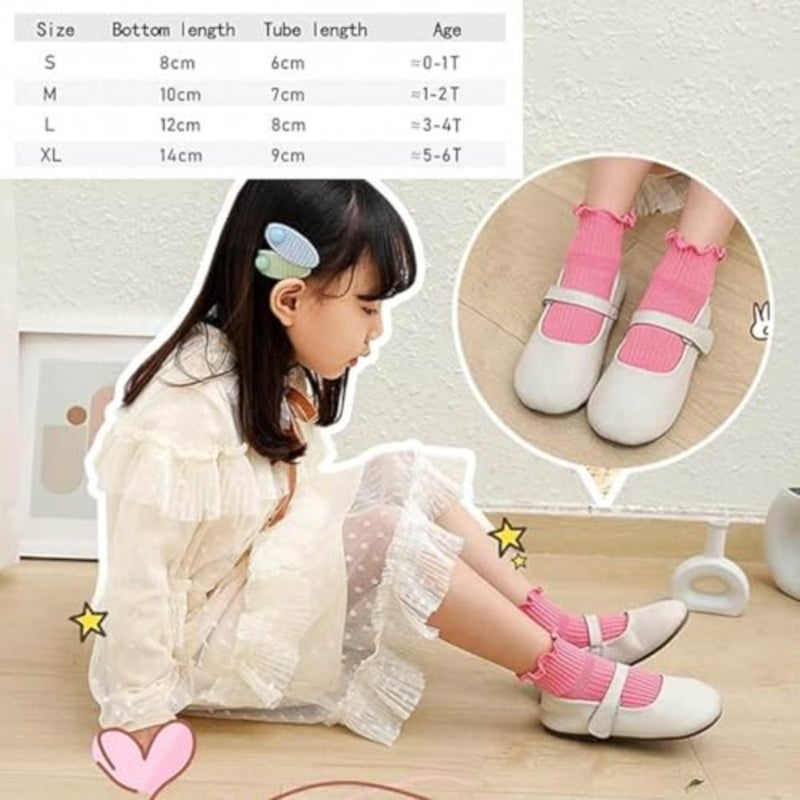 6 Pair] 1-6Year Toddler Non Slip Socks for Little Girls - Anti Skid Grips, Soft Breathable Cotton, Baby Toddler Girl Socks - Image 3