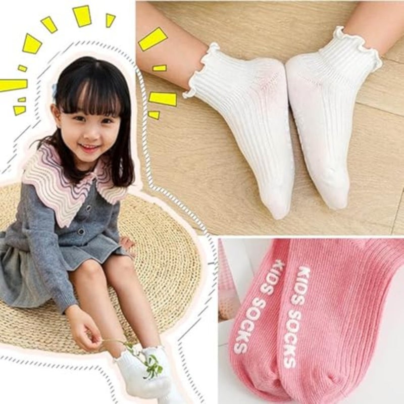 6 Pair] 1-6Year Toddler Non Slip Socks for Little Girls - Anti Skid Grips, Soft Breathable Cotton, Baby Toddler Girl Socks - Image 4