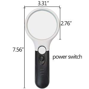 ZEBROC Magnifying Glass with Light, 3 LED Double Lens 3X & 45X Handheld Magnifier for Reading, Crafts, Coins, Stamps & Antique Jewelry – LED Magnifier for Seniors & Hobby Use (Black & White) - Image 5
