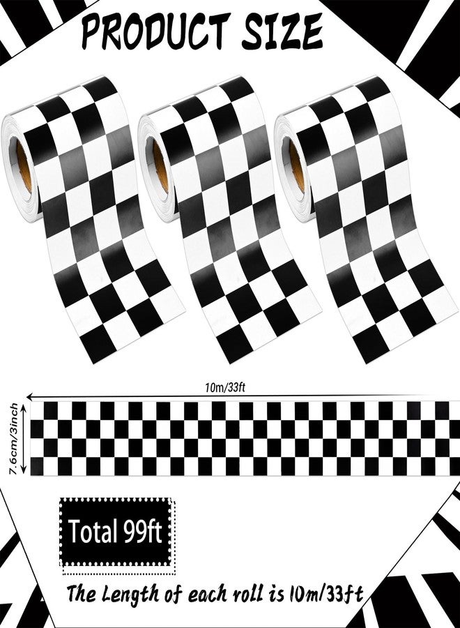 Bolsome 98.4ft Black Checkered Bulletin Board Borders, Black White Checkerboard Bulletin Board Trim for School Classroom Office Racing Themed Party Decoration, 3Rolls - Image 2