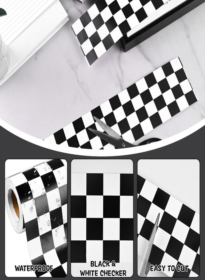 Bolsome 98.4ft Black Checkered Bulletin Board Borders, Black White Checkerboard Bulletin Board Trim for School Classroom Office Racing Themed Party Decoration, 3Rolls - Image 3