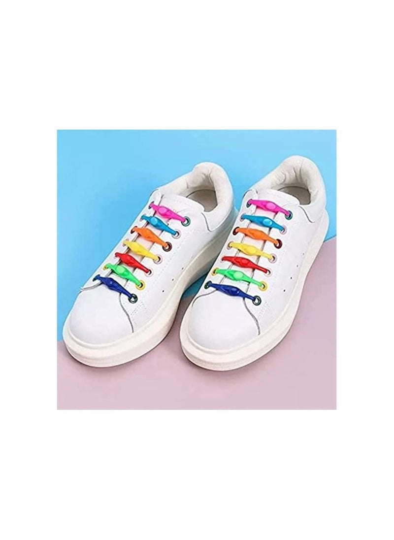 Shoelaces For Boots 12pcs Pack Lazy Silicone Shoelaces Round Elastic Shoe Laces Special No Tie Rubber For Sneakers Fit Strap Tieless Shoelaces