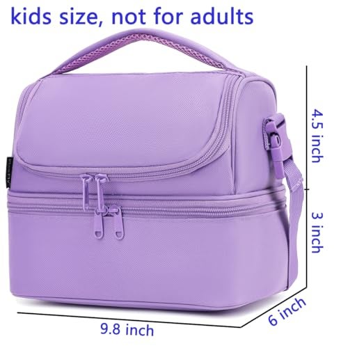FlowFly Double Decker Cooler Insulated Lunch Bag Large Tote for Boys, Girls, Men, Women, with Adjustable Strap,Purple - Image 3
