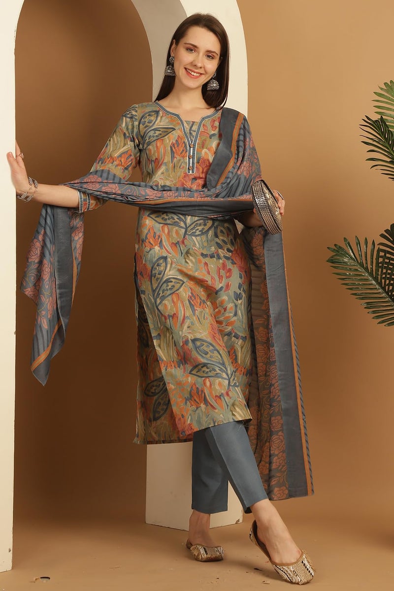 Rajnandini Women's Cotton Blend Floral Printed Kurta & Pant with Dupatta (JOPLST242-3XL_Multicolor_3XL) - Image 5