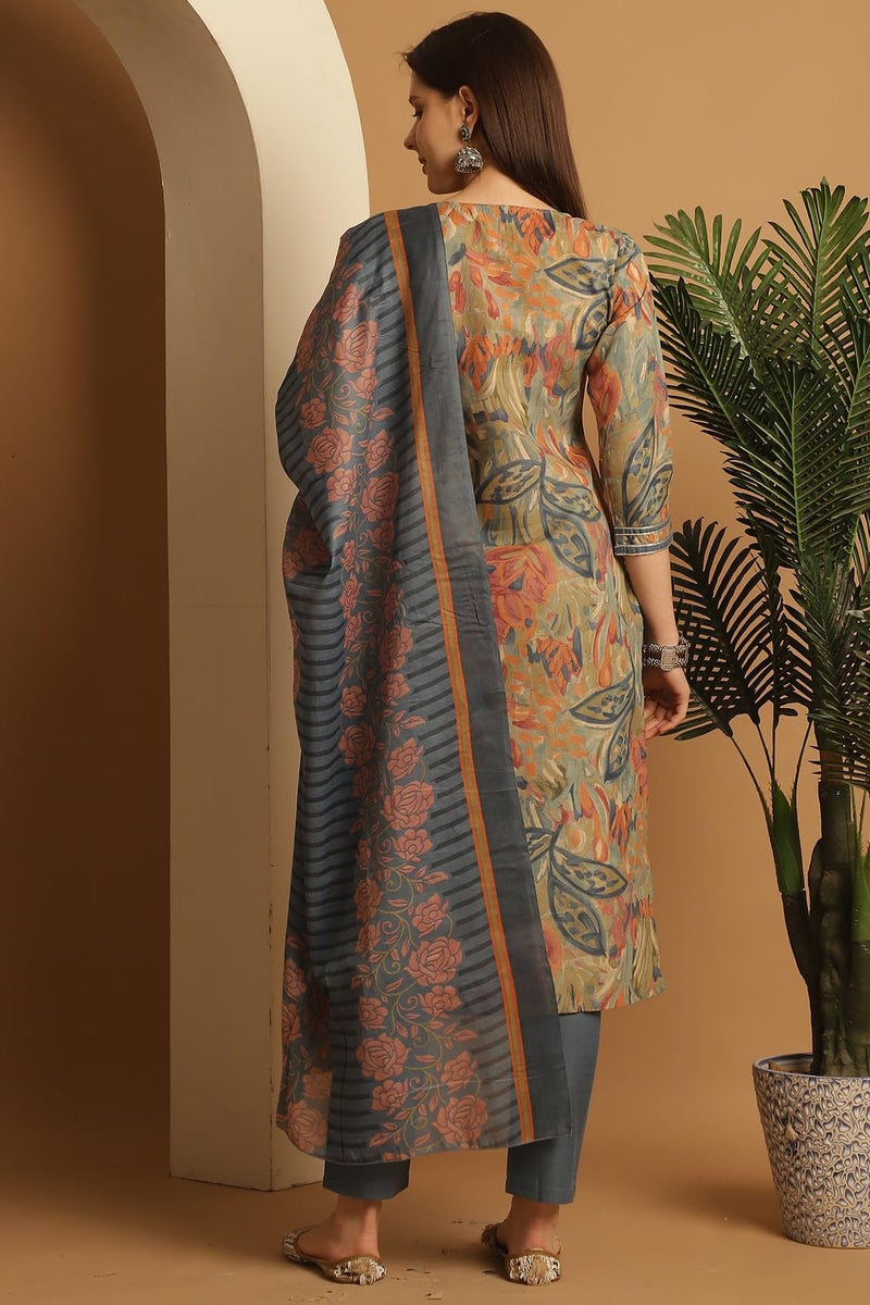 Rajnandini Women's Cotton Blend Floral Printed Kurta & Pant with Dupatta (JOPLST242-3XL_Multicolor_3XL) - Image 2