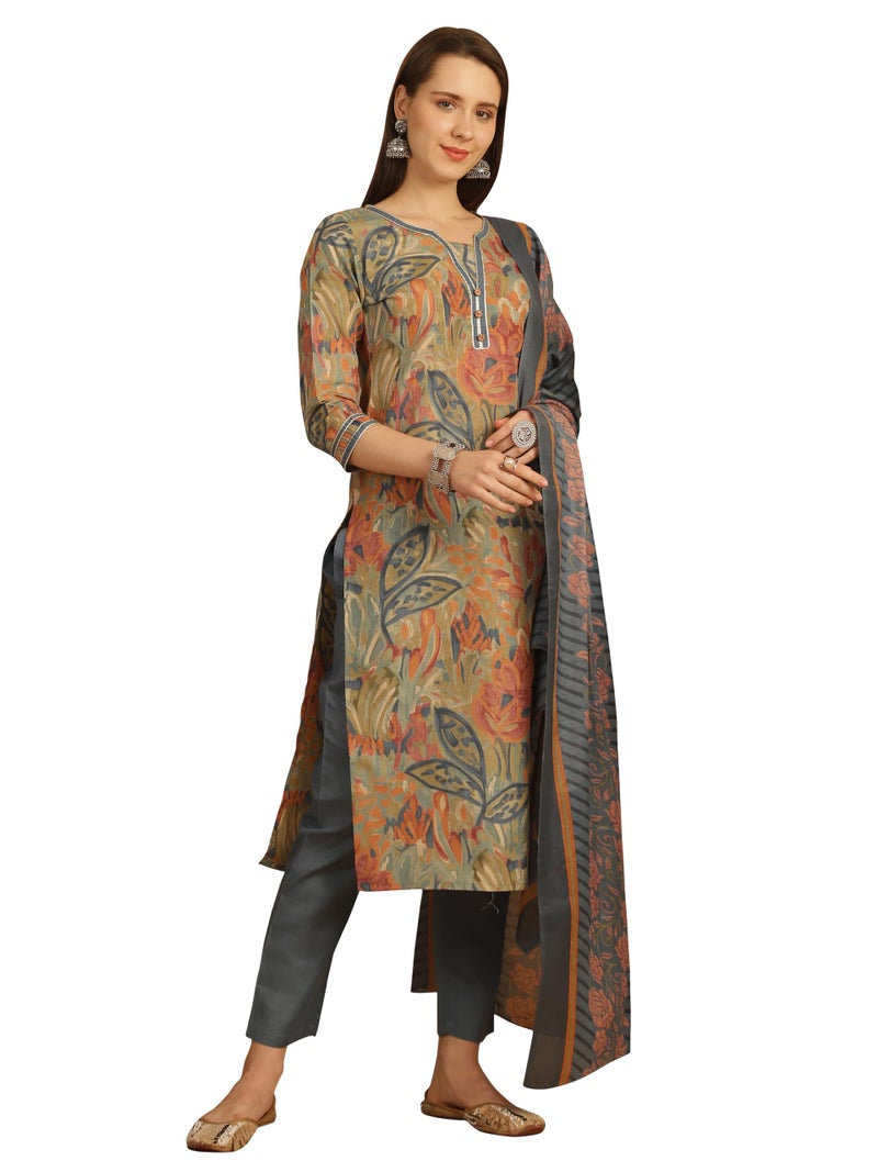 Rajnandini Women's Cotton Blend Floral Printed Kurta & Pant with Dupatta (JOPLST242-3XL_Multicolor_3XL) - Image 1