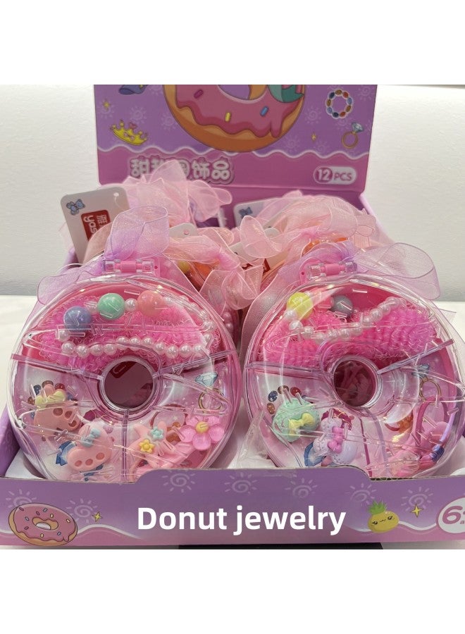 Girls Toy Donut Jewelry Box Princess Children's Ring Treasure Box Girls Play Home Gift Wholesale-Color:HC0079 Donut Jewelry Box (12 A Display Box)  - Image 1