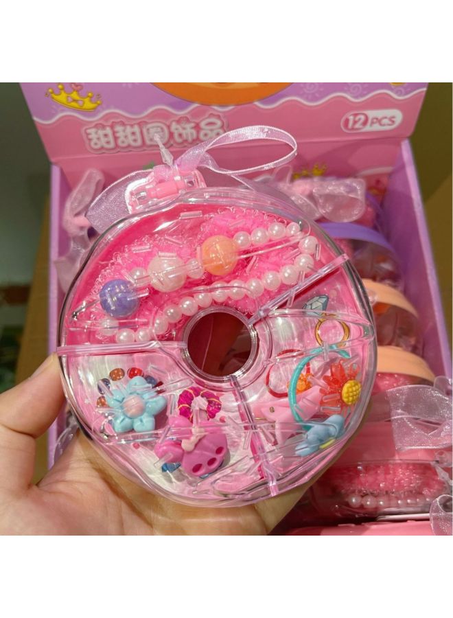 Girls Toy Donut Jewelry Box Princess Children's Ring Treasure Box Girls Play Home Gift Wholesale-Color:HC0079 Donut Jewelry Box (12 A Display Box)  - Image 3