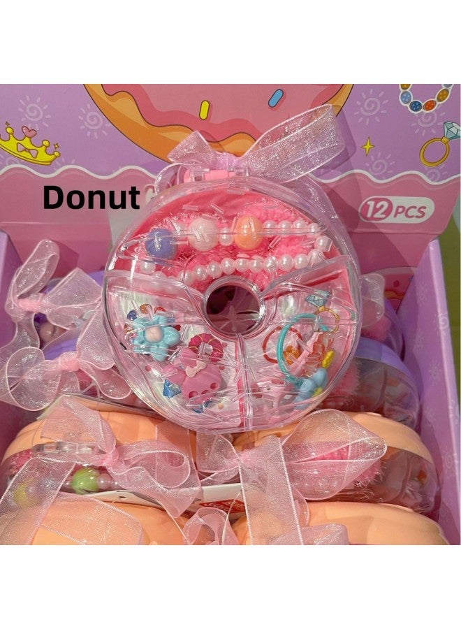 Girls Toy Donut Jewelry Box Princess Children's Ring Treasure Box Girls Play Home Gift Wholesale-Color:HC0079 Donut Jewelry Box (12 A Display Box)  - Image 2