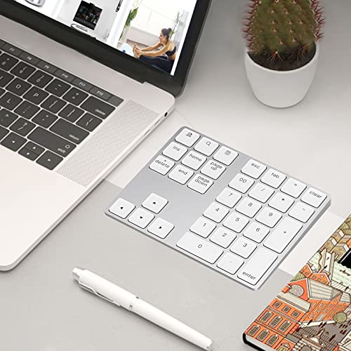 Lekvey Bluetooth Number Pad, Aluminum Rechargeable Wireless Numeric Keypad Slim 34-Keys External Numpad Keyboard Data Entry for Laptop, MacBook, MacBook Air/Pro, iMac, Windows, Surface Pro - Silver - Image 2