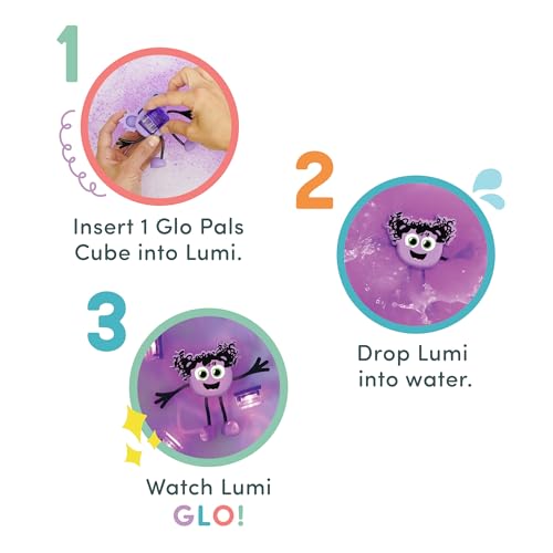 Glo Pals New Glo Pals Lumi Water-Activated Bath Toy with 6 Reusable Light-Up Cubes for Sensory Play - Image 5