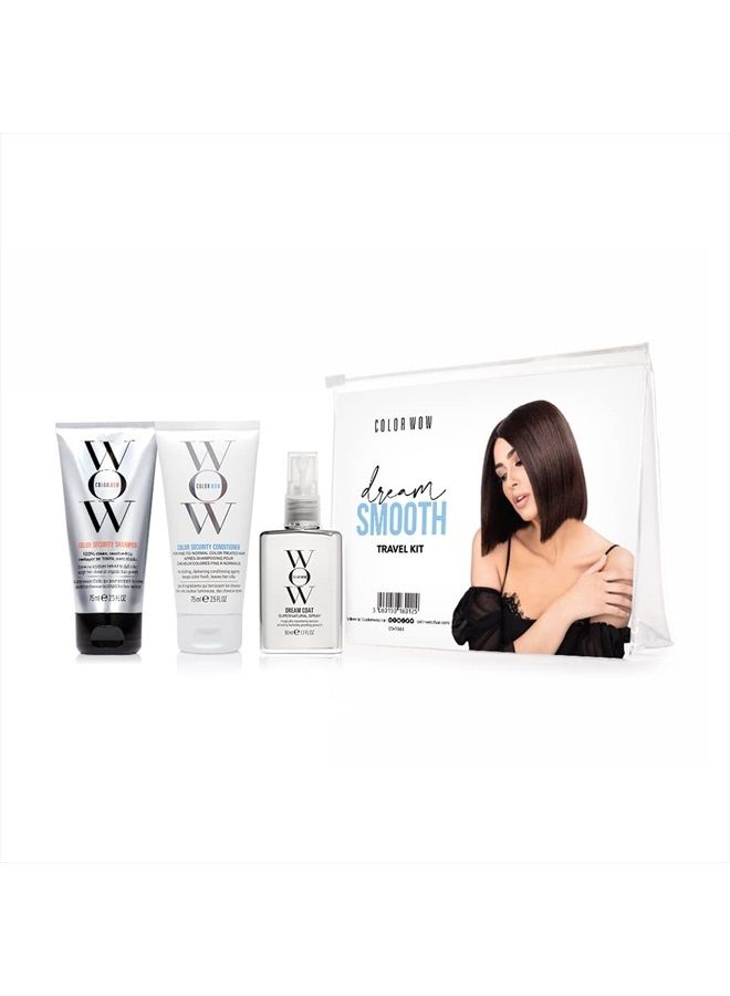Color Wow تتضمن مجموعة Color Wow Dream Smooth للسفر شامبو وبلسم وDream Coat - احصلي على الملمس الحريري والسائل واللامع الذي تحلمين به... وتحدي الرطوبة لعدة أيام، في أي مكان تذهبين إليه - Image 1