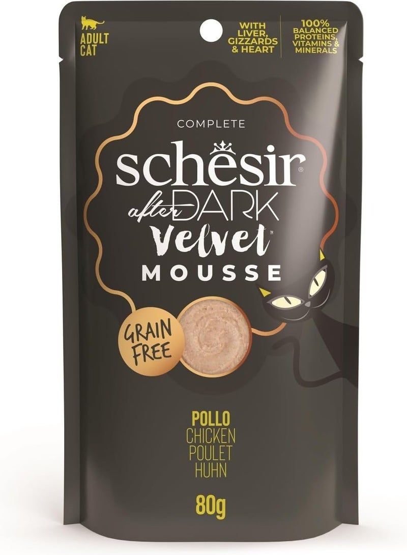 Schesir Pollo Chicken Poulet Cat Pouch Wet Food After Dark Velvet Mousse 80G - Image 1