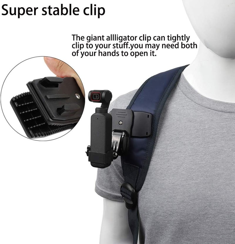 پيلكينج طقم ملحقات لـ DJI Osmo Pocket 2، حامل حزام رأس جديد سريع التحرير + حزام صدر + مشبك حقيبة ظهر + حزام معصم دوار 360° - Image 5