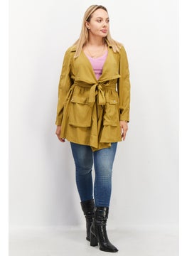 VERO MODA Women Fiber Gemma 3/4 Sleeve Belted Jacket, Ecru Olive  - Image 2