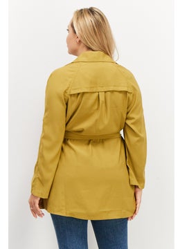 VERO MODA Women Fiber Gemma 3/4 Sleeve Belted Jacket, Ecru Olive  - Image 3