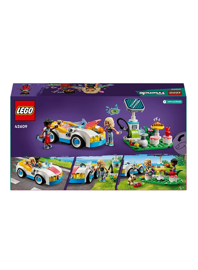 LEGO Friends Electric Car and Charger, Eco Vehicle Toy for 6 Plus Year Old Girls, Boys & Kids, Role-Play Adventure Set with Mini-Doll Characters Nova and Zac and a Pet Dog Figure Small Gift Idea 42609