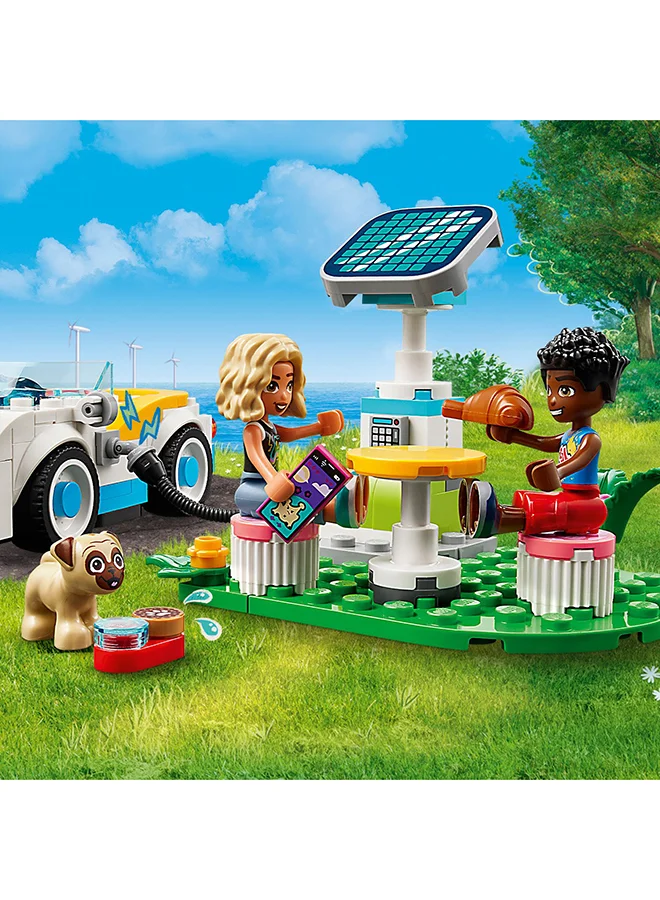 LEGO Friends Electric Car and Charger, Eco Vehicle Toy for 6 Plus Year Old Girls, Boys & Kids, Role-Play Adventure Set with Mini-Doll Characters Nova and Zac and a Pet Dog Figure Small Gift Idea 42609