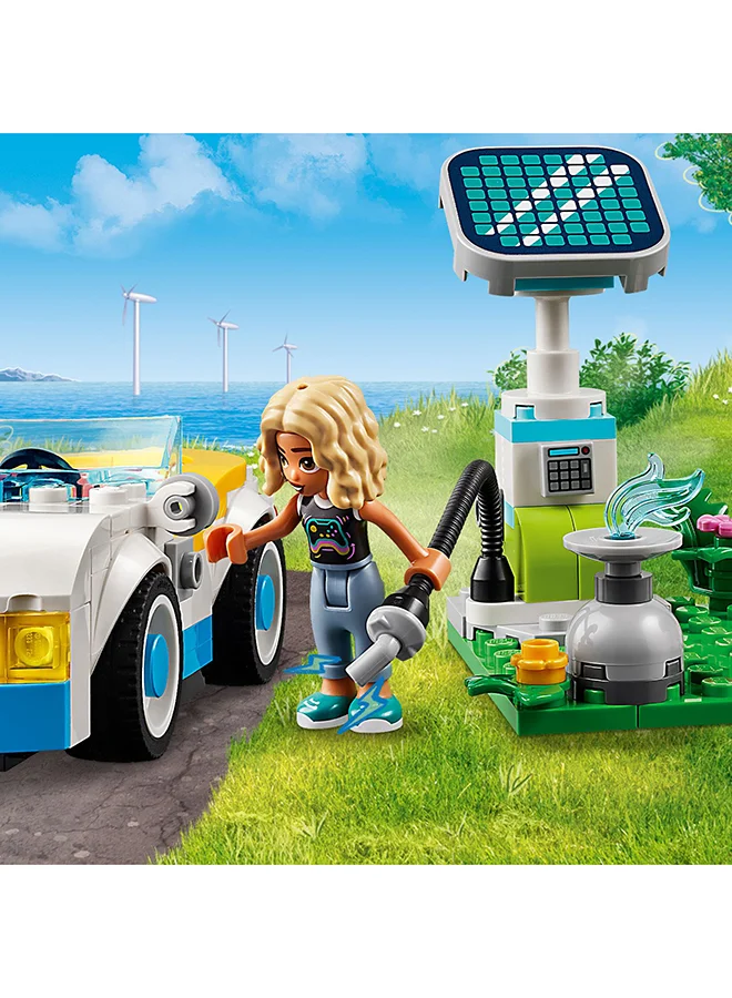 LEGO Friends Electric Car and Charger, Eco Vehicle Toy for 6 Plus Year Old Girls, Boys & Kids, Role-Play Adventure Set with Mini-Doll Characters Nova and Zac and a Pet Dog Figure Small Gift Idea 42609