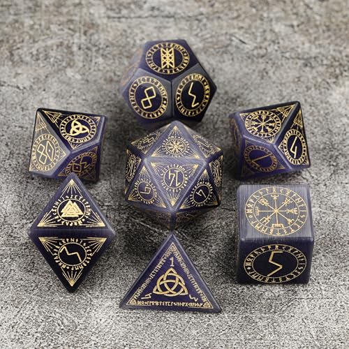 AUSPDICE Stone Dice DND Dice with Gorgeous Case for Dungeons and Dragons Role Playing Games PurpleOpal - Image 1
