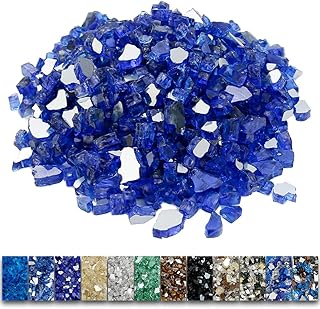 Grisun Cobalt Blue Fire Glass for Fire Pit, 1/2 Inch High Luster Reflective Tempered Glass Rocks for Natural or Propane - Image 1
