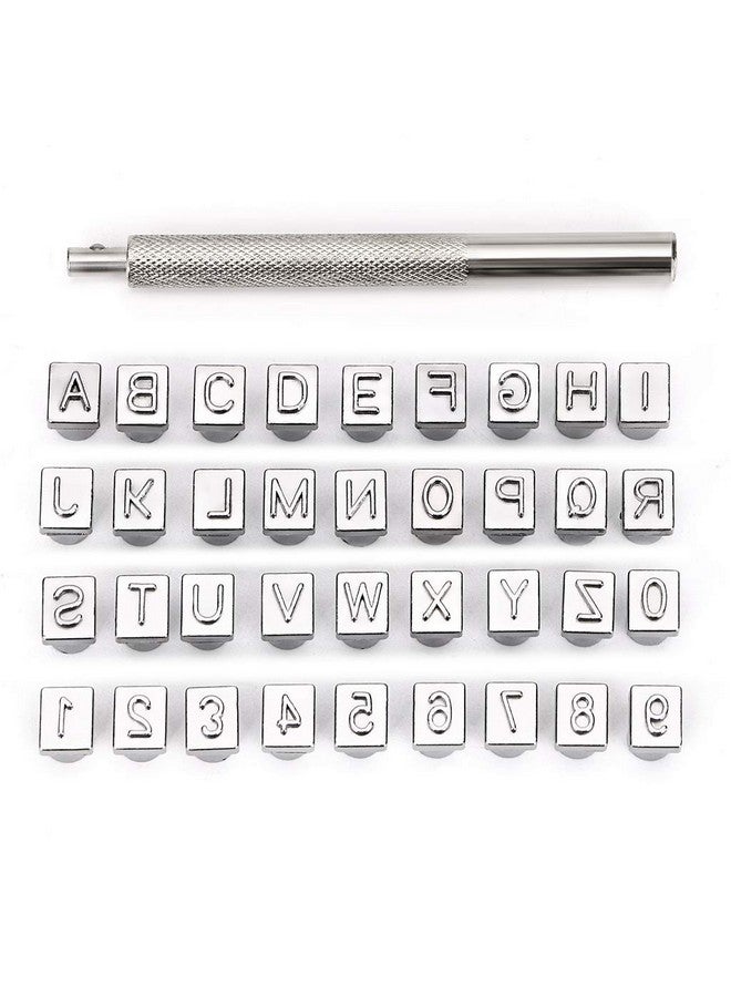 أونماي مجموعة طوابع الحروف والأرقام الكبيرة 1/4 بوصة / 6 مم مجموعة أدوات ختم الأبجدية الجلدية أدوات ختم حرفية جلدية (6 مم 36 قطعة) - Image 1