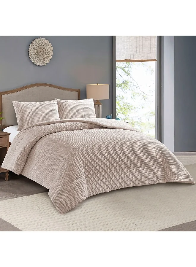 Home Box Bern Milo 3-Piece Embossed Flannel King Comforter Set 240 x 220 cm
