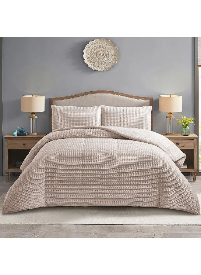Home Box Bern Milo 3-Piece Embossed Flannel King Comforter Set 240 x 220 cm