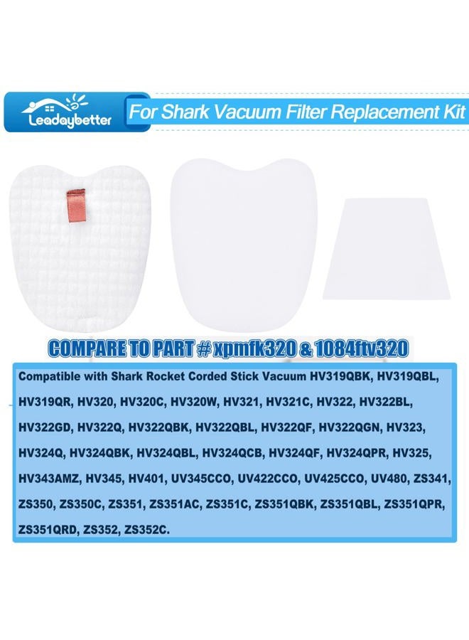 Leadaybetter 8 Pre-Filters (4 Foam+4 Felt) and 4 Post-Filters for Shark Rocket Zero-M Ultra-Light Corded Stick HV345 ZS350 ZS350C ZS351 ZS351C ZS352 Vacuums Replaces Shark Part # XPMFK320 & 1084FTV320 - Image 2