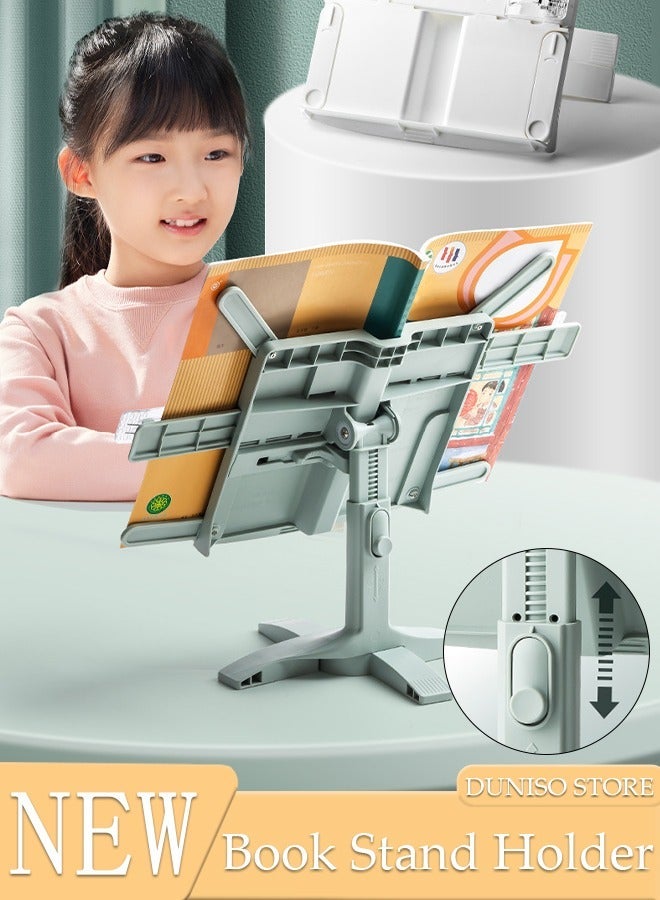 DUNISO Book Stand Holder for Kids Portable Sturdy Book Stand Multi Heights Angles Adjustable Foldable Book Rest, Reading Free Hand Holder for Hard Covers Paperbacks CookBooks TextBooks Magazines - Image 1