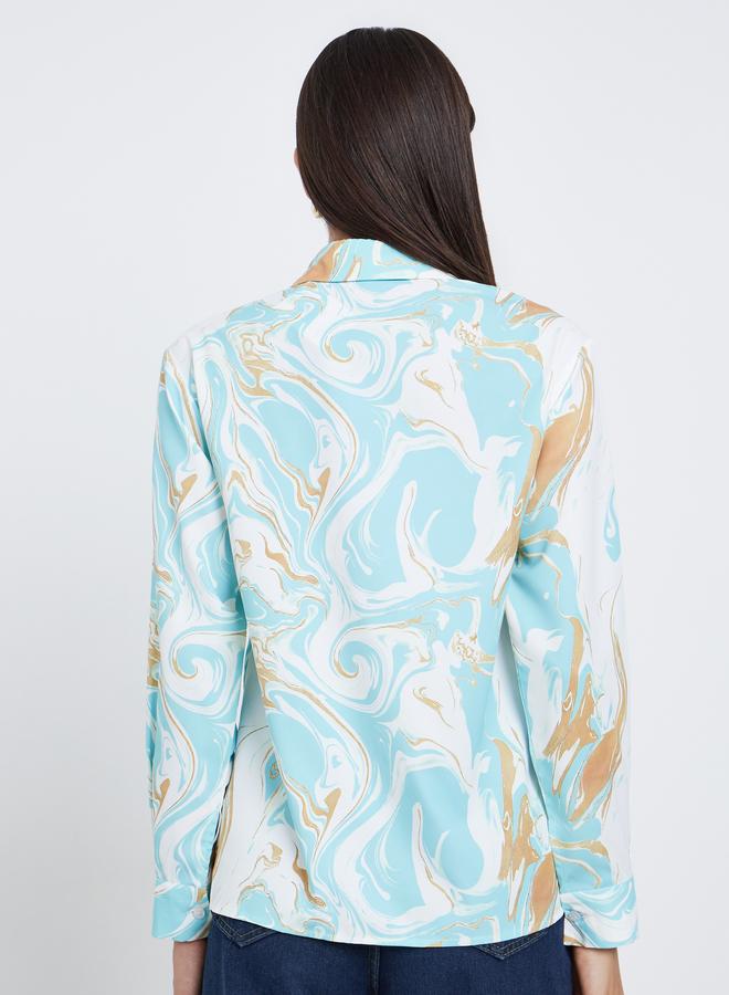 Take Two Marble Print Regular Fit Buttoned Shirt - Image 4