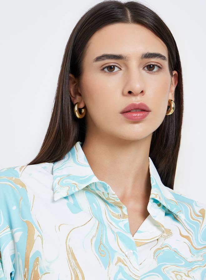 Take Two Marble Print Regular Fit Buttoned Shirt - Image 3