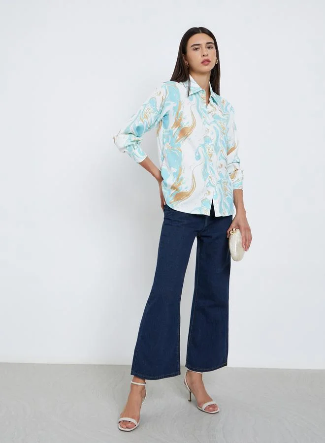 Take Two Take Two Marble Print Regular Fit Buttoned Shirt
