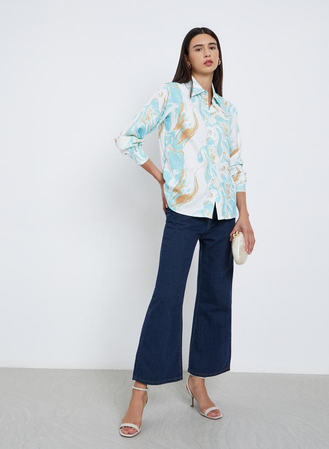 Take Two Marble Print Regular Fit Buttoned Shirt - Image 1