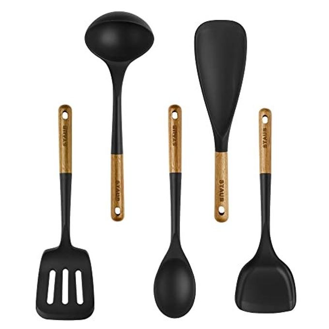 STAUB Silicone with Wood Handle 5-pc Cooking Utensil Set