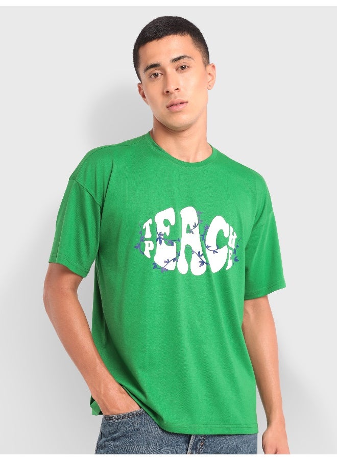 Beyoung Teach Peace Printed Oversized T-shirt for Men  - Image 1