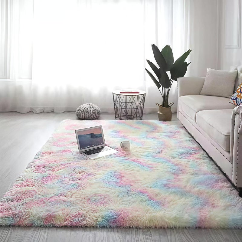 Area Rugs for Living Room, Tie-Dyed Shaggy Floor Rug,Floor Rug For Bedroom, Soft Fluffy Carpets, Anti-skid Rectangular Fuzzy Rug,Kids Nursery Room Dorm Home Decor (Colorful, 200 * 250cm) - Image 4