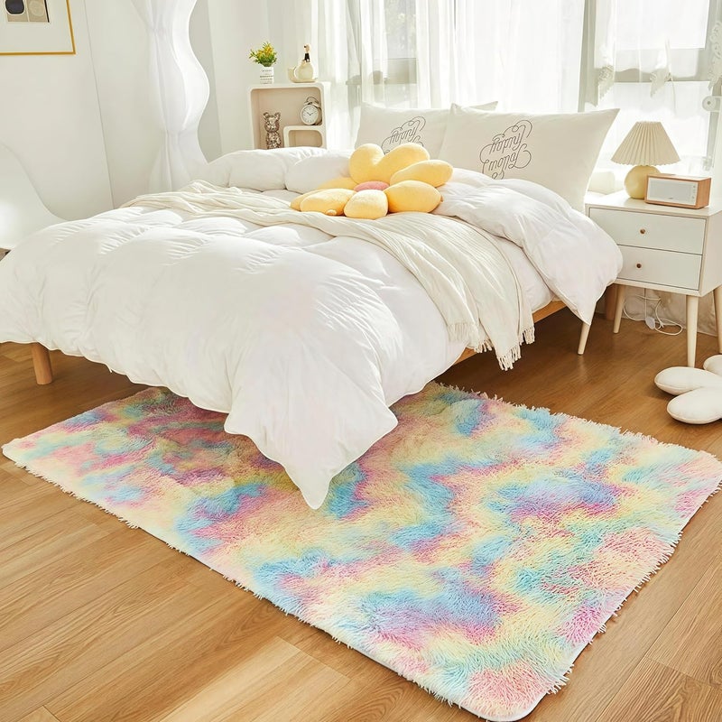 Area Rugs for Living Room, Tie-Dyed Shaggy Floor Rug,Floor Rug For Bedroom, Soft Fluffy Carpets, Anti-skid Rectangular Fuzzy Rug,Kids Nursery Room Dorm Home Decor (Colorful, 200 * 250cm) - Image 5