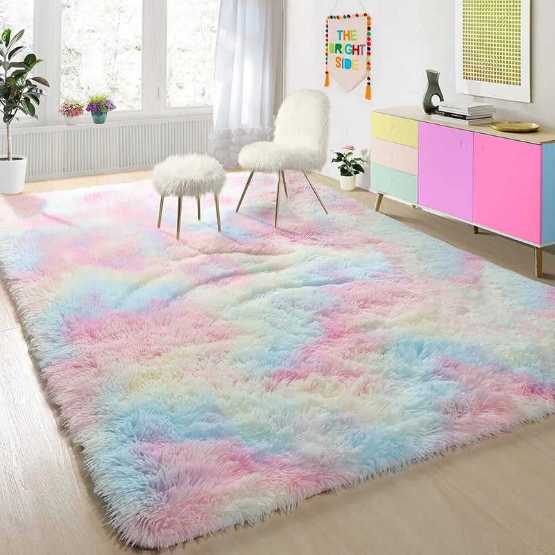 Area Rugs for Living Room, Tie-Dyed Shaggy Floor Rug,Floor Rug For Bedroom, Soft Fluffy Carpets, Anti-skid Rectangular Fuzzy Rug,Kids Nursery Room Dorm Home Decor (Colorful, 200 * 250cm) - Image 2