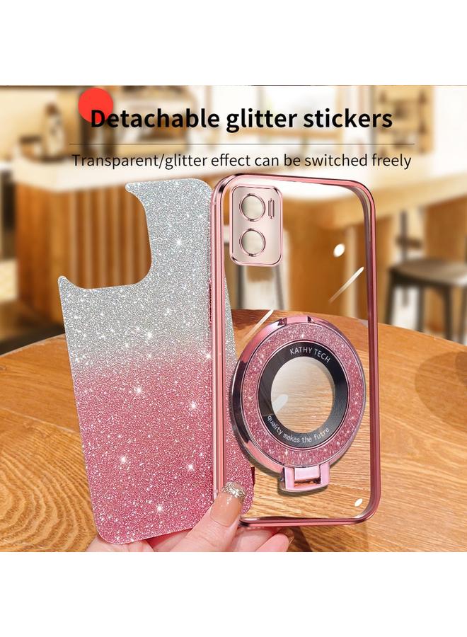 S-TOP Case For Motorola Moto E22 / E22i Plated Gradient Glitter Round Holder TPU Phone Case - Image 4