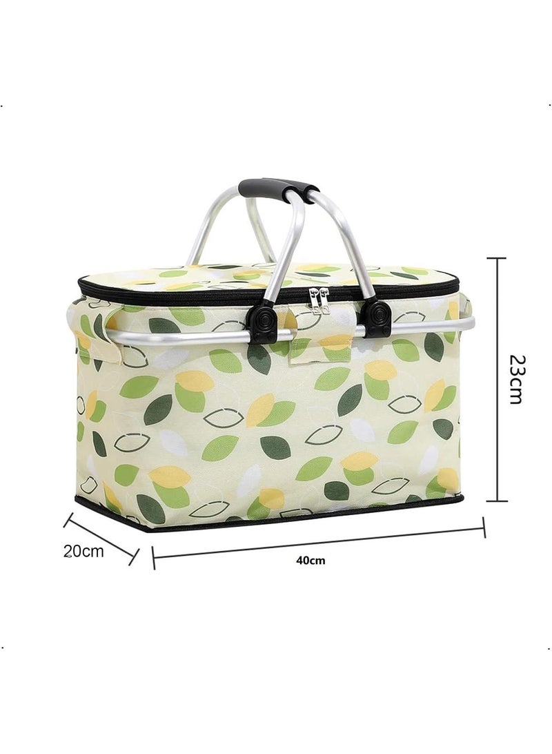 Bluejw Picnic Basket 20L Portable Collapsible Cooler Bag Grocery Bag Shopping Basket With Aluminium Handles For Shopping, Travel, Camping  - Image 4