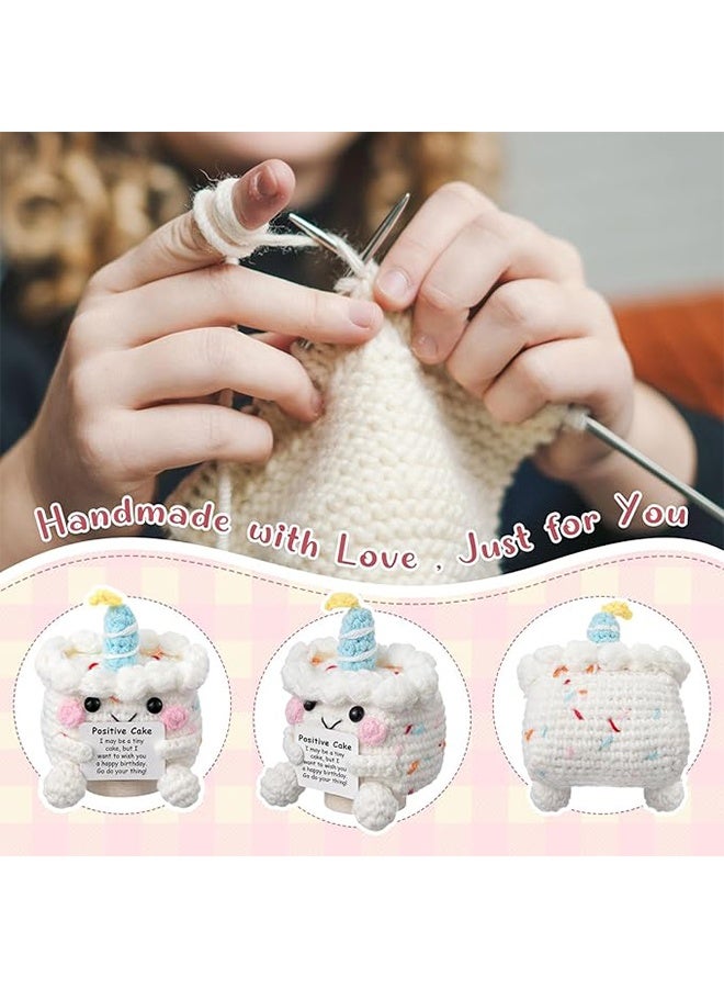 Crochet Cake Positive Birthday Gifts Emotional Funny Handmade Knitted Cake Inspirational Support Small Ideas Funny Decorations Friendship Gifts for Women Men Her Him Sister Mom Dad Best Friend - Image 3
